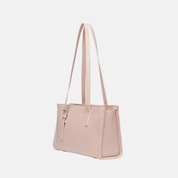 Custom Pu Vegan Leather Rectangular Tote Bag With Pocket And Zipper Simple Cardholder Women Shoulder Bags