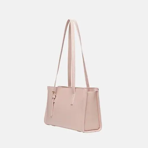 Custom Pu Vegan Leather Rectangular Tote Bag With Pocket And Zipper Simple Cardholder Women Shoulder Bags