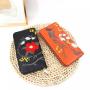 retro clutch bags long zipper cell phone clutch purse embroidery Sequined card wallet women designer long zipper wallet  20 cm