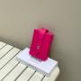 New Neon Color Card Wallet Mini Chain Purse Messenger Bag Rose Red 4 Card Slots Ladies PU Leather Card Holder Women Mini Bag