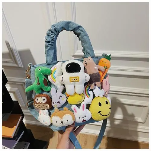 Wholesale Cartoon Fashion Handbag New Ladies Nylon Shoulder Bag Cute Astronaut Smiling Face Cross-body Bag