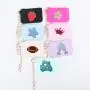 Keymay RTS Stock Lightweight Solid Color DIY Chebille Patches Cute Girls Nylon Card Holder Keychain Bag Keychain Keychain Wallet