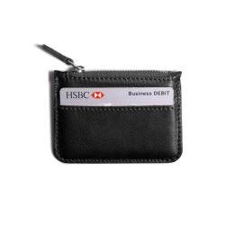 Genuine Leather Credit Card Holder Zipper Wallet RFID Slim Card Holder Wallet