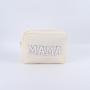Custom Designer Embroidered Logo Makeup Bag Organizer Nylon Zipper Waterproof  Large Travel Mama Cosmetic Bag