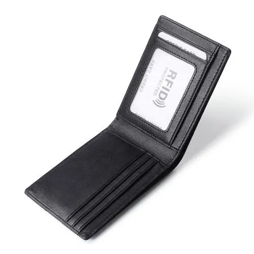 KBW223 New European and American Men's Fashion Leather Wallet Anti-RFID Theft Short Hand Push Card Space Money Clip