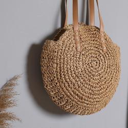OEM373 Fashion Straw Beach Bag Vintage Handmade Woven Shoulder Bag Raffia Rattan Bags Bohemian Summer Vacation Casual purse