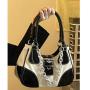 HR345 INS Dumplings Sweet Cool Lacquer Leather Underarm Bag Women's New Fashion Metal Chain Spicy Girl Versatile Shoulder Bag