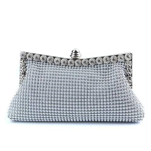 HR342 Aluminum Bead Lock Buckle Color Ding Satin Clutch Bag Sheet Evening Handbag Rhinestone Evening Dress Celebrity Banquet Bag