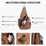 LOVEVOOK Fashion Canvas Crossbody Backpack Genuine Leather Shoulder Bag Casual Daypacks for Men Cycling Hiking Travel Sling Bag