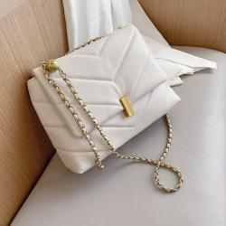 Luxury Lady Designer Bags Fashion  Pure Color Pu Leather Flap Messenger Wholesale Trendy Purses Tote  Chains Shoulder Bag