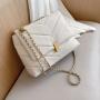 Luxury Lady Designer Bags Fashion  Pure Color Pu Leather Flap Messenger Wholesale Trendy Purses Tote  Chains Shoulder Bag
