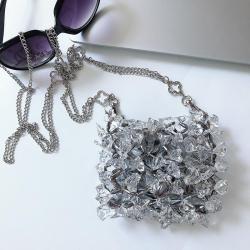 Custom 2024  Wedding Clutch Mini Acrylic Crystal Glass Chain Bag  Handmade Beaded Messenger Transparent Phone Bag