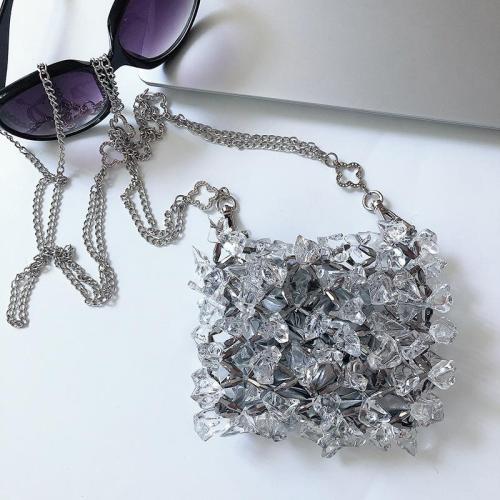 Custom 2024  Wedding Clutch Mini Acrylic Crystal Glass Chain Bag  Handmade Beaded Messenger Transparent Phone Bag