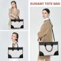 LOVEVOOK 15.6 In Canvas PU Leather Work Bag 2pc/set Waterproof Briefcase Laptop Office Work Tote Shoulder Handbag Bag for Women