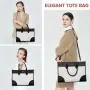LOVEVOOK 15.6 In Canvas PU Leather Work Bag 2pc/set Waterproof Briefcase Laptop Office Work Tote Shoulder Handbag Bag for Women