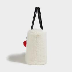 2024 Wholesale Soft Faux Fur Bag Leather Handbag For Women With Removable Charm Leaf Balls