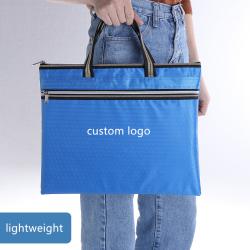 Gelory Classic Portable Polyester Document File Holder With Zipper Handbag Multicolor Double Pocket Customisable Logo File Bags