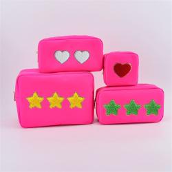 Keymay Customized Personalized Gifts Women Blank Nylon Cosmetic Bags Travel Toiletry Pouch Bag Makeup Case Bag