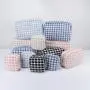 Keymay 2023 New Stock Plaid Cosmetic Bag Women Travel Bag Gift Pouch Tweed Checkered Makeup Bag