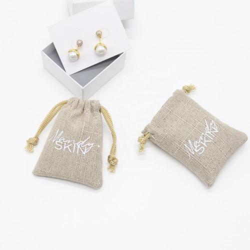 Recycled Natural Hessian Burlap Christmas Gift Coffee Dust Jute Pouch Brown Gray Sack Jute Drawstring Bag