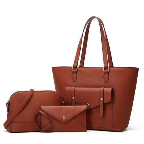 2024 Wholesale 3 Pieces Set Vegan Leather Tote Bag Handbag With Women Fashion Purse