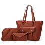 2024 Wholesale 3 Pieces Set Vegan Leather Tote Bag Handbag With Women Fashion Purse