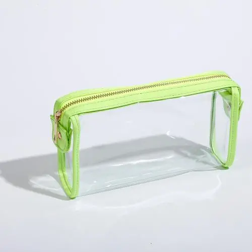 Keymay Candy Color Clear Cosmetic Bag Travel Transparent Makeup Pouch Personalized Waterproof Plastic PVC Zipper Toiletry Bag