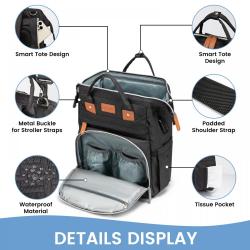 LOVEVOOK Custom Logo Unisex Diaper Bag with Changing Pad & Pacifier Holder Multifunction Quilted Travel Baby Diaper Bag Backpack