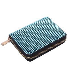 ZR217 New Diamond Zippered Wallet Small Ins European and American Women's Short Card Bag Luxury Multiple Card Slots