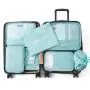 Gelory 7 Set Packing Cubes For Suitcases , Lightweight Travel Luggage Organizer With Shoe Bag & Laundry Bag