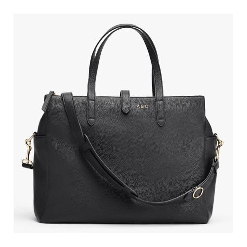 Leather triple zipper overnight bag large zipper compartments travel bag with removable crossbody strap