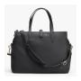 Leather triple zipper overnight bag large zipper compartments travel bag with removable crossbody strap