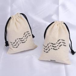 Custom Muslin Cotton Pouch Promotional Small Natural Calico Cloth Drawstring Gift Jewelry Dust Bag