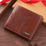 Men's Multi-Card Cross-Border Embossed Wallet Short Horizontal Business Leisure Coin Purse with Waterproof Feature