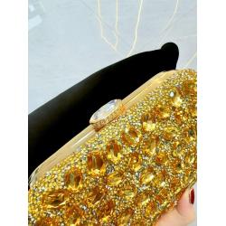 2024 NEW womens Square Sparkly Rhinestone Glitter Clutch Purse Evening Handbag Shoulder Bag for Wedding Party