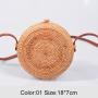 Wholesale Summer beach handmade woven round natural straw rattan shoulder bag for women handbags