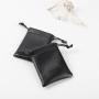 Hot Sale Emboss Logo Phone Charger Leather Waterproof Drawstring Storage Bag Mini Black Leather Gift Pouch