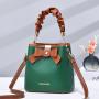 2023 New Bow Fold Thread Open Button Handbag For Women Retro Bucket Bag Sacs A Main Chic Pour Femme Bags Woman Ladies