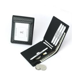 Bifold wallet customized carbon fiber PU leather men wallet