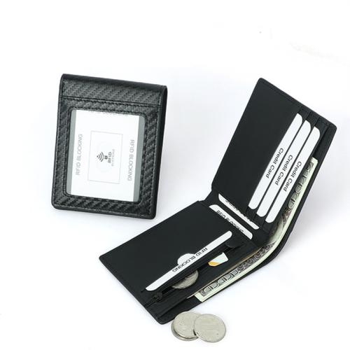 Bifold wallet customized carbon fiber PU leather men wallet