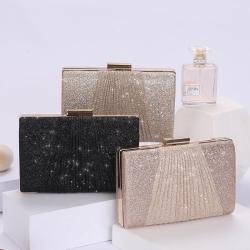 New Shiny Pleated Large-capacity Handbag One-shoulder Diagonal Party  Dinner Bag Wedding Dress KTV Clutch Dress Evening Box Bag