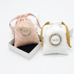 Custom Hot Stamping  Mini Suede Drawstring Gift Cosmetic Bag Luxury Suede Gift Jewelry Pouch