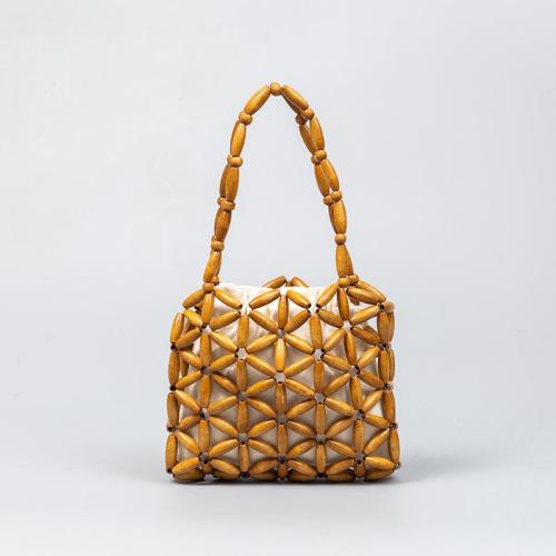 Special Small Women Handbags Wooden Bead Purse Ladies Casual Shoulder Crossbody Handbags Bucket Clutch Bag Wholesale