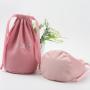 Round Bottom Pink Velvet Dust Pouch Cosmetic Drawstring Jewelry Gift Storage Bags