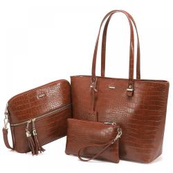 LOVEVOOK Wholesale new arrival  ladies women handbag shoulder bag Large handbag Crocodile pattern 3 pieces set women hand bags