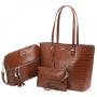 LOVEVOOK Wholesale new arrival  ladies women handbag shoulder bag Large handbag Crocodile pattern 3 pieces set women hand bags