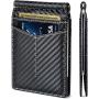 Genuine Leather Mens Wallets Slim Front Pocket Money Clip Card Holder Leather Money Clips