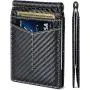 Genuine Leather Mens Wallets Slim Front Pocket Money Clip Card Holder Leather Money Clips