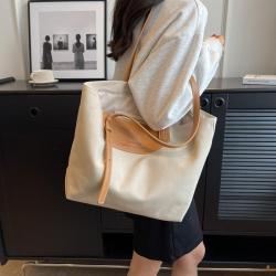ZR434 Women's Bag Canvas Solid Color Stitching Fashion Working Comfortable Portable One Shoulder Female Girl Bag Shopping Bag