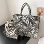 New niche embroidered cotton linen handbag with large capacity canvas shoulder bag